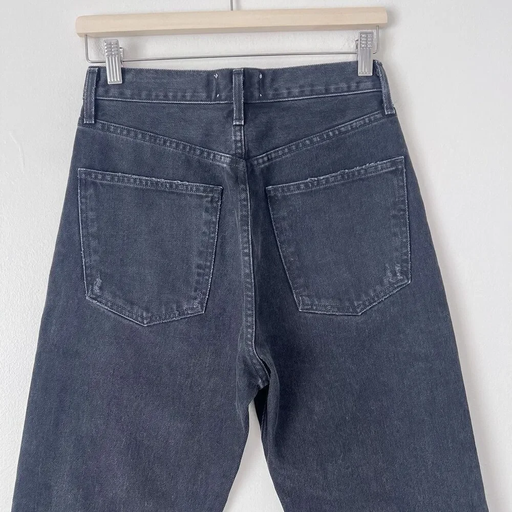 AGOLDE 90’s High Rise Straight Legs Jeans Size 25 Black Wash Distressed